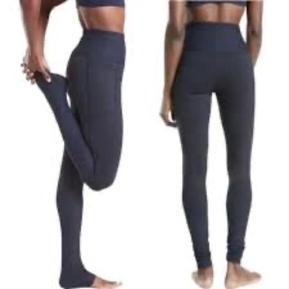 Athleta Exhale Heel Tight Leggings Navy Blue Women’s Size Medium - Picture 1 of 8